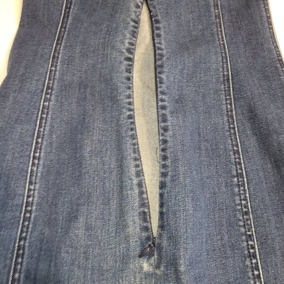 Women's Volcom Denim Jean Mini Dress Sweetheart Neck Cap Sleeve Size XS - Picture 7 of 8